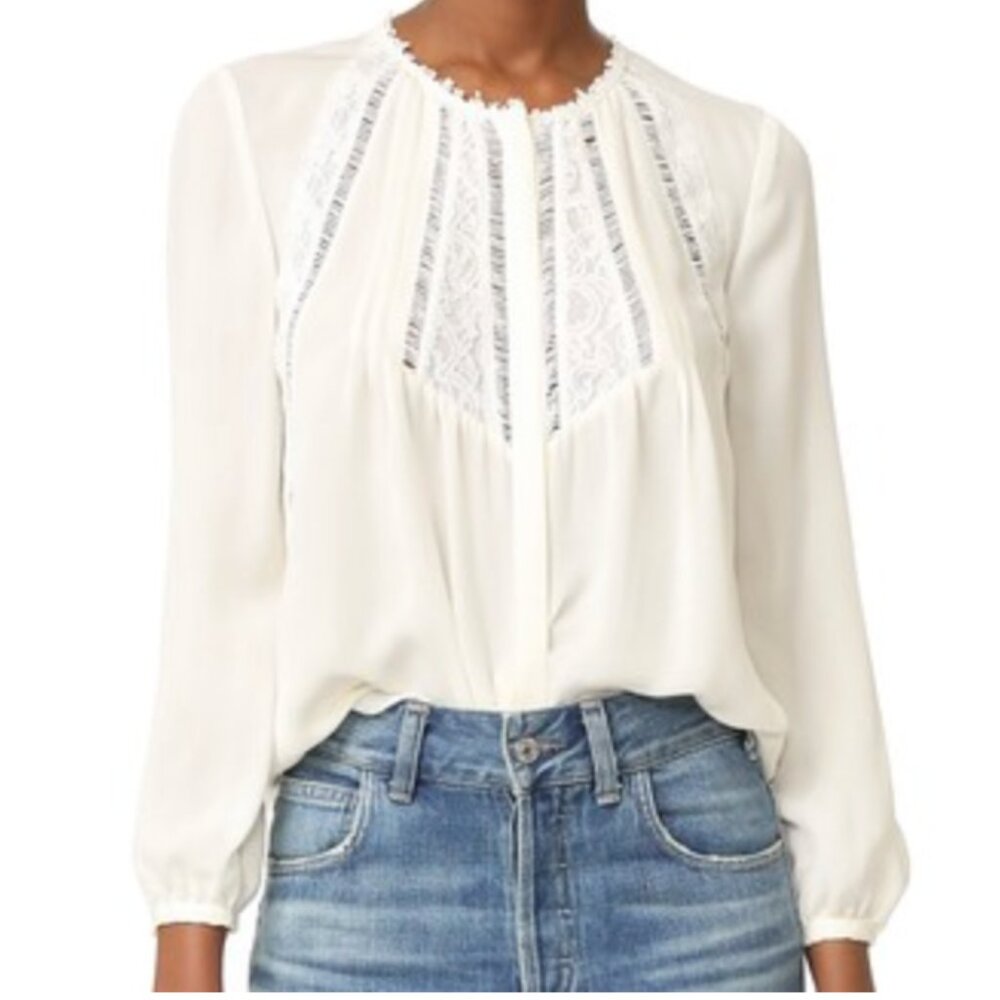 Rebecca Taylor Ivory Silk & Lace Blouse Size 8